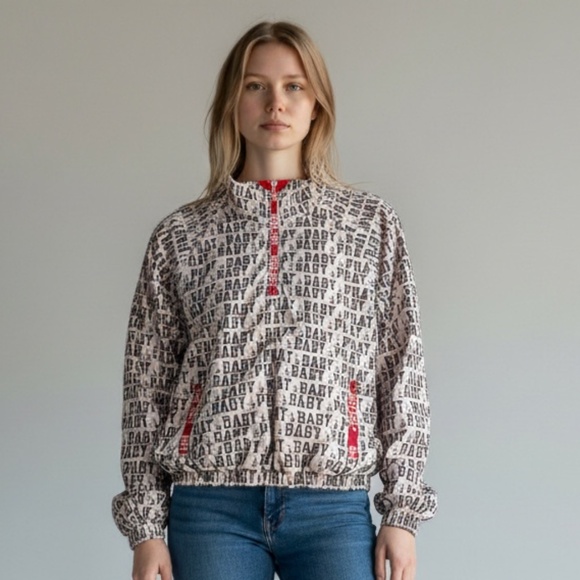 Baby Phat All-Over Logo Print Pullover Windbreaker Jacket Y2K Women’s Size XL - Picture 1 of 16